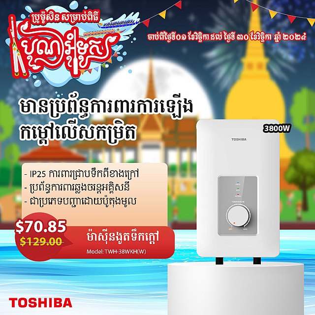 Toshiba Electric Water Heater (3800W,No Pump)